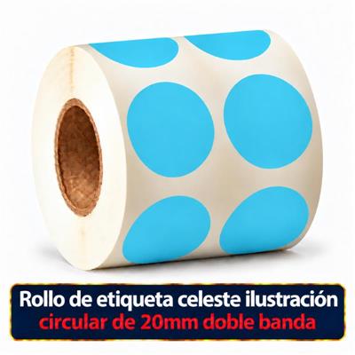 Rollo de etiqueta Ilustración Circular Celeste 20 Diametro (2B - B40 ROLLO x 1000)